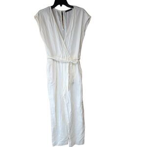 Abercrombie & Fitch Size M Linen Blend Belted Faux Wrap Pant Jumsuit